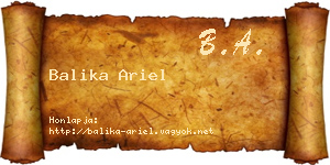 Balika Ariel névjegykártya